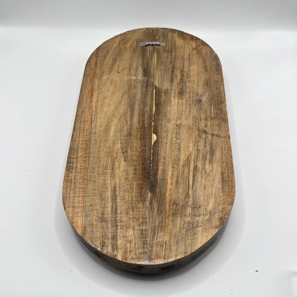 Vintage Hand Carved Wood Wall Plaque Give Us This Day Our Daily Bread Folk Art